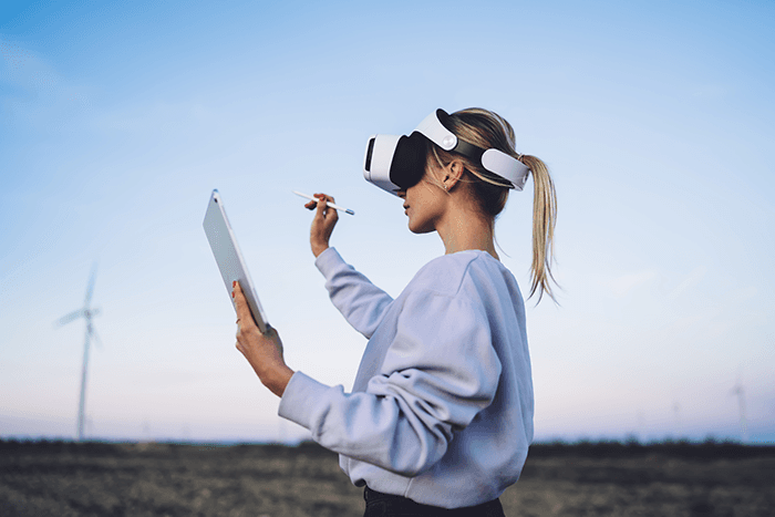 Women wearing a VR headset